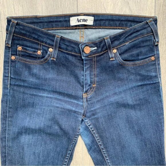 Acne Studios Kex Soft Raw Straight Leg Skinny Jeans Dark Wash Low rise Size 27 - Picture 5 of 15
